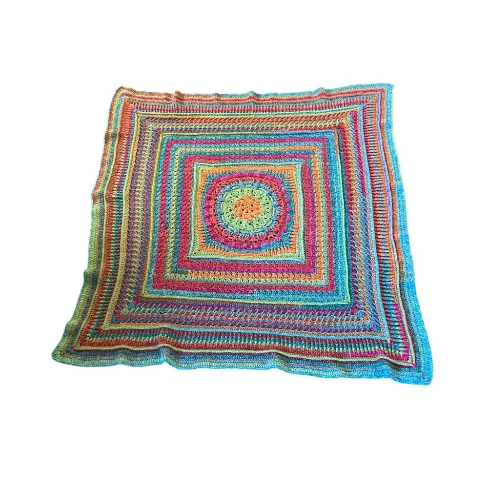 Afghan hand crochet pink